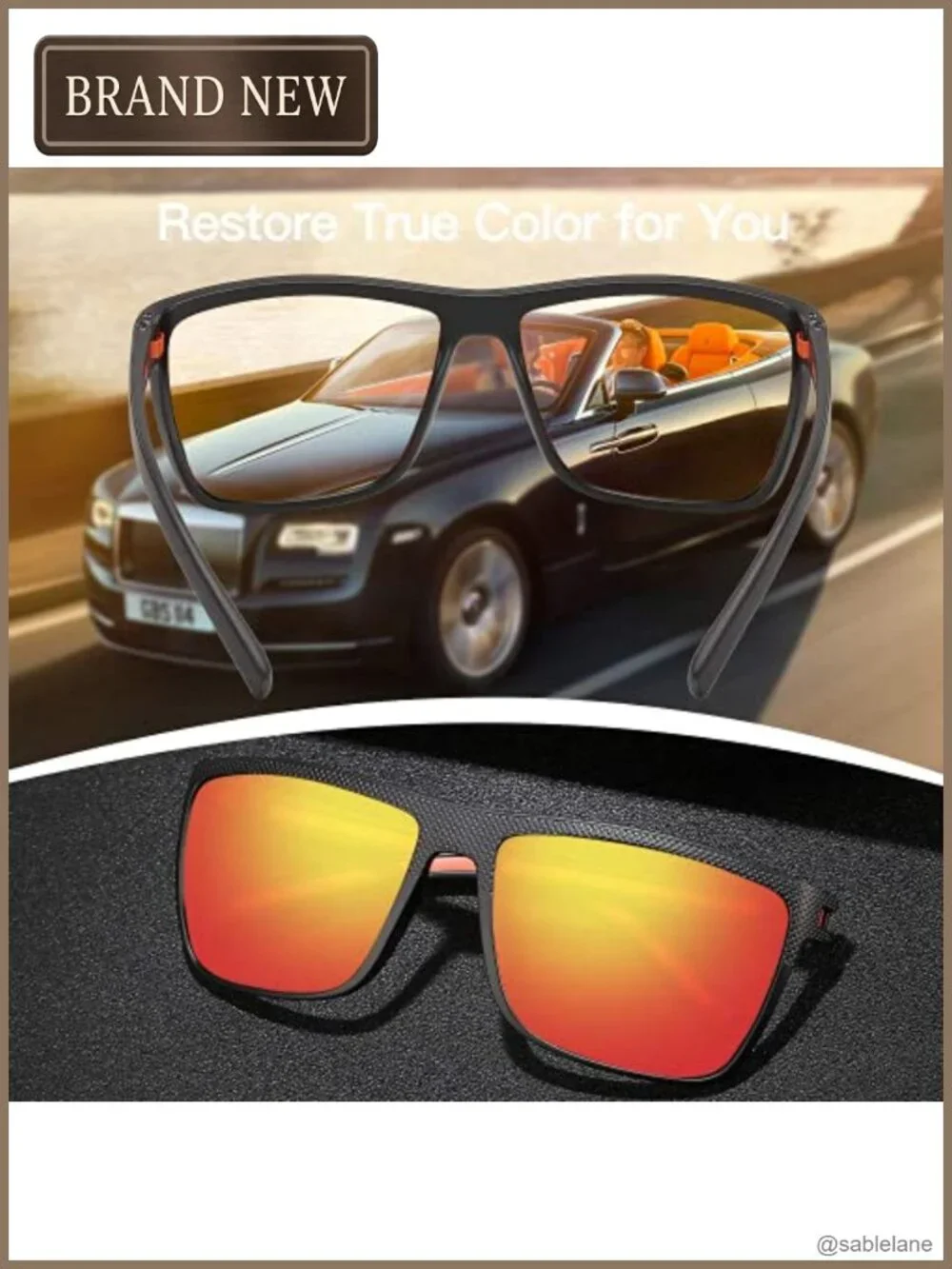Polarized Sunglasses for Men Lightweight TR90 Frame UV400 Protection Square